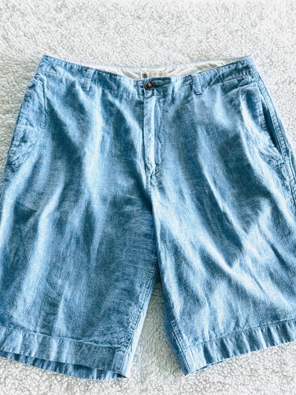 J Crew Factory 9" Gramercy Linen Cotton Shorts Men’s 35 Blue Coastal Resort Wear